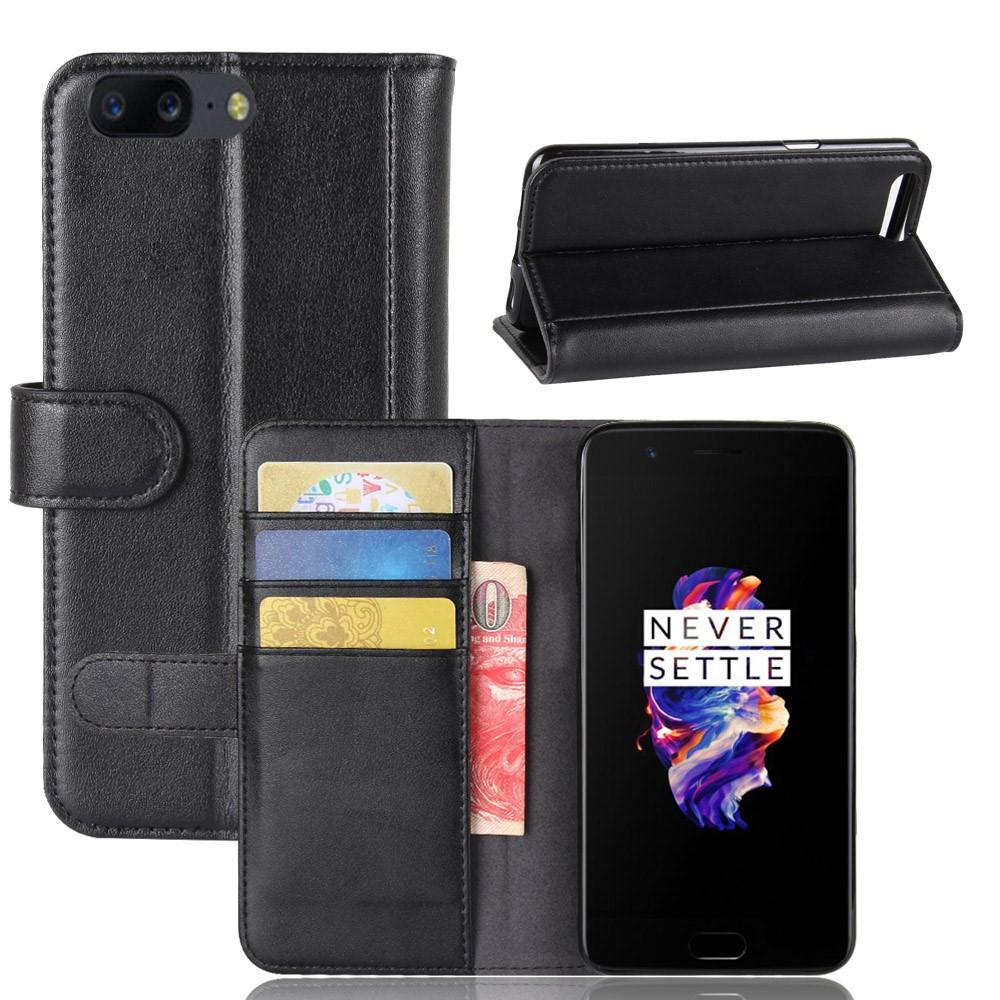  OnePlus 5 Slankt mobiletui i ægte læder, Sort