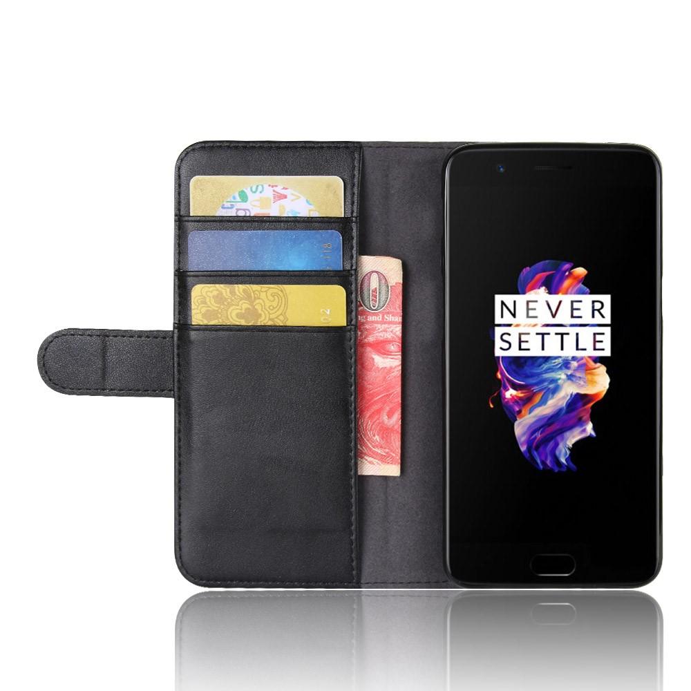  OnePlus 5 Slankt mobiletui i ægte læder, Sort