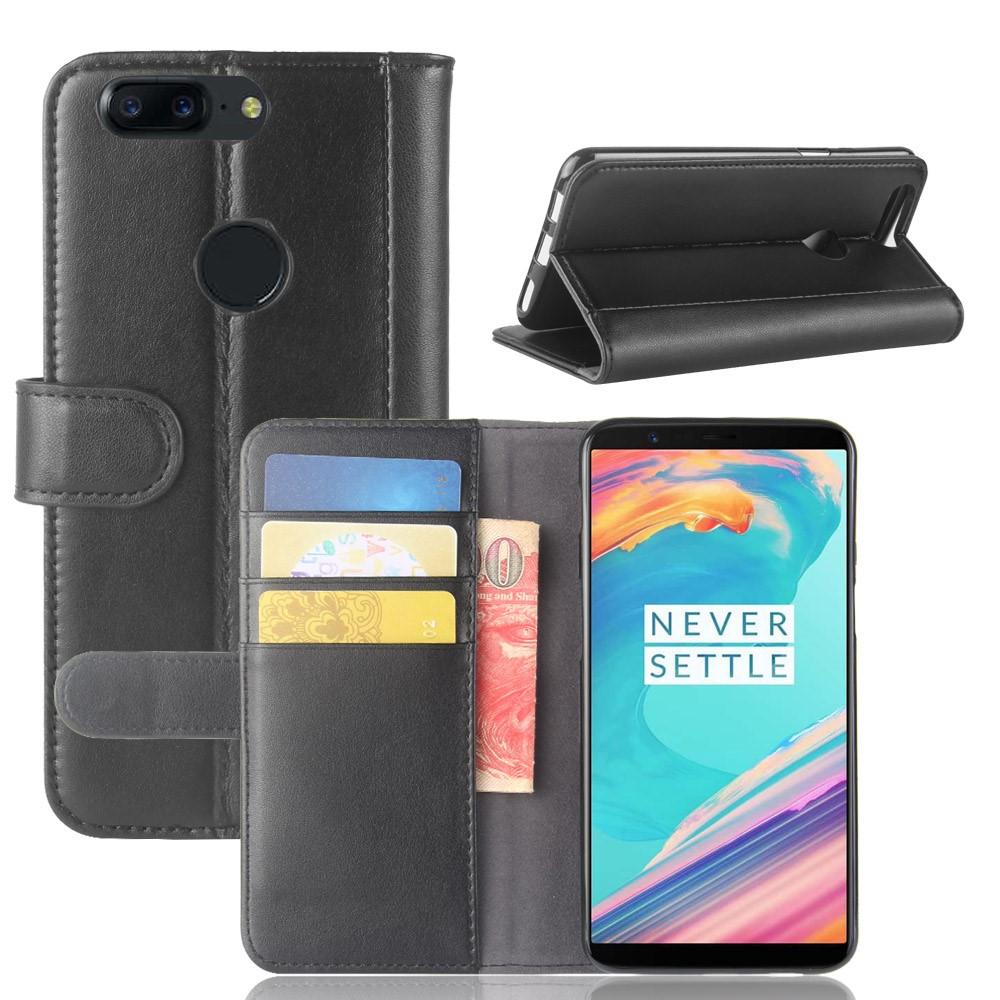  OnePlus 5T Slankt mobiletui i ægte læder, Sort