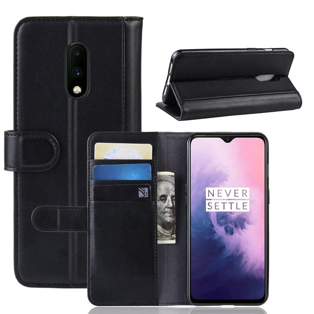  OnePlus 7 Slankt mobiletui i ægte læder, Sort