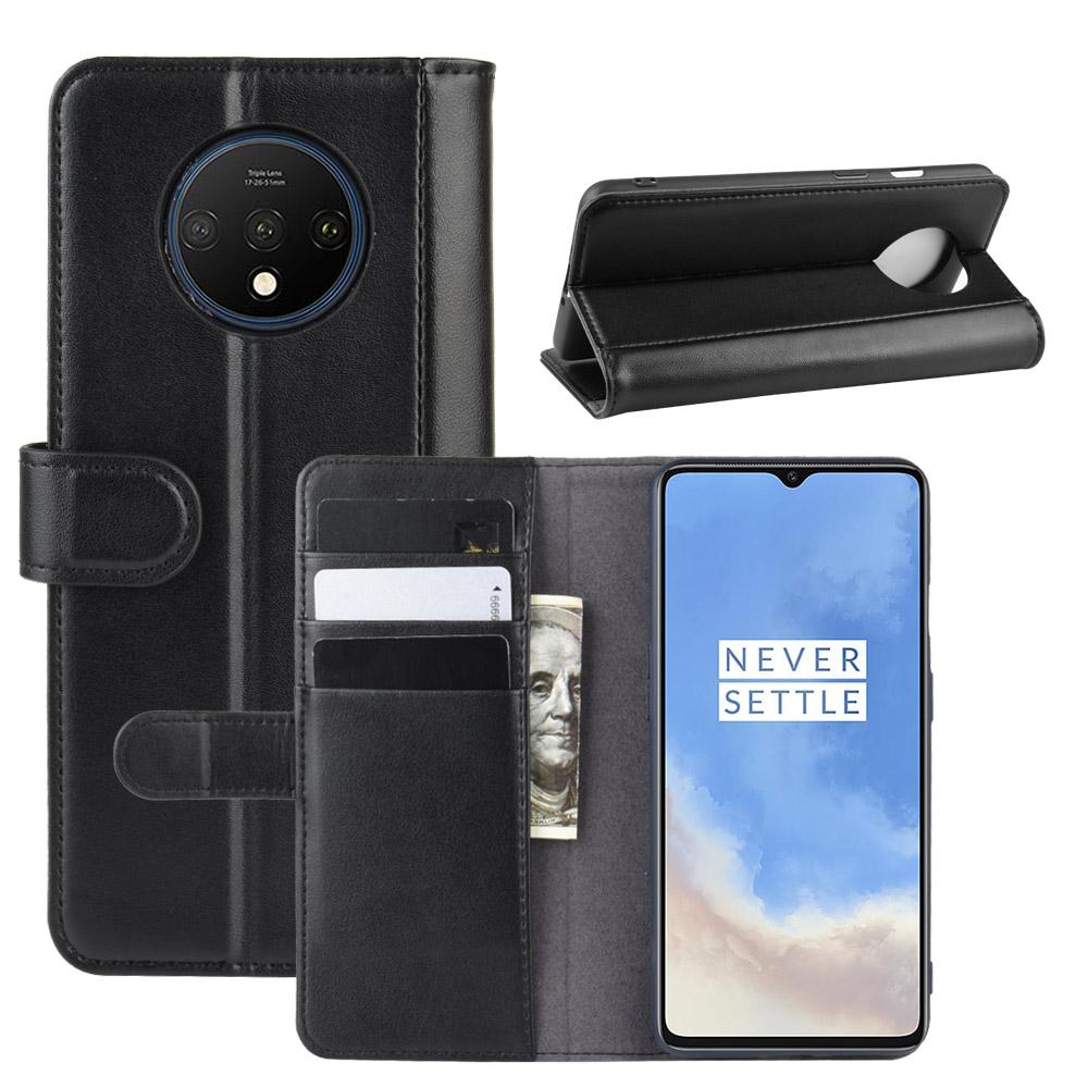  OnePlus 7T Slankt mobiletui i ægte læder, Sort