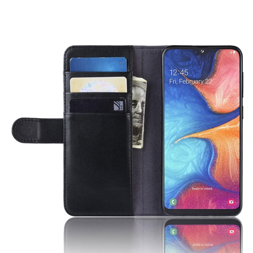 Samsung Galaxy A20e Slankt mobiletui i ægte læder, Sort