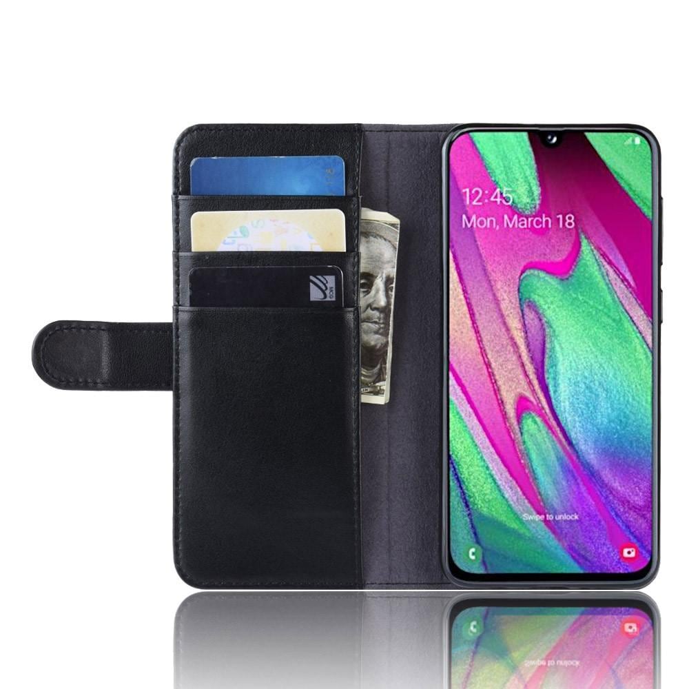 Samsung Galaxy A40 Slankt mobiletui i ægte læder, Sort