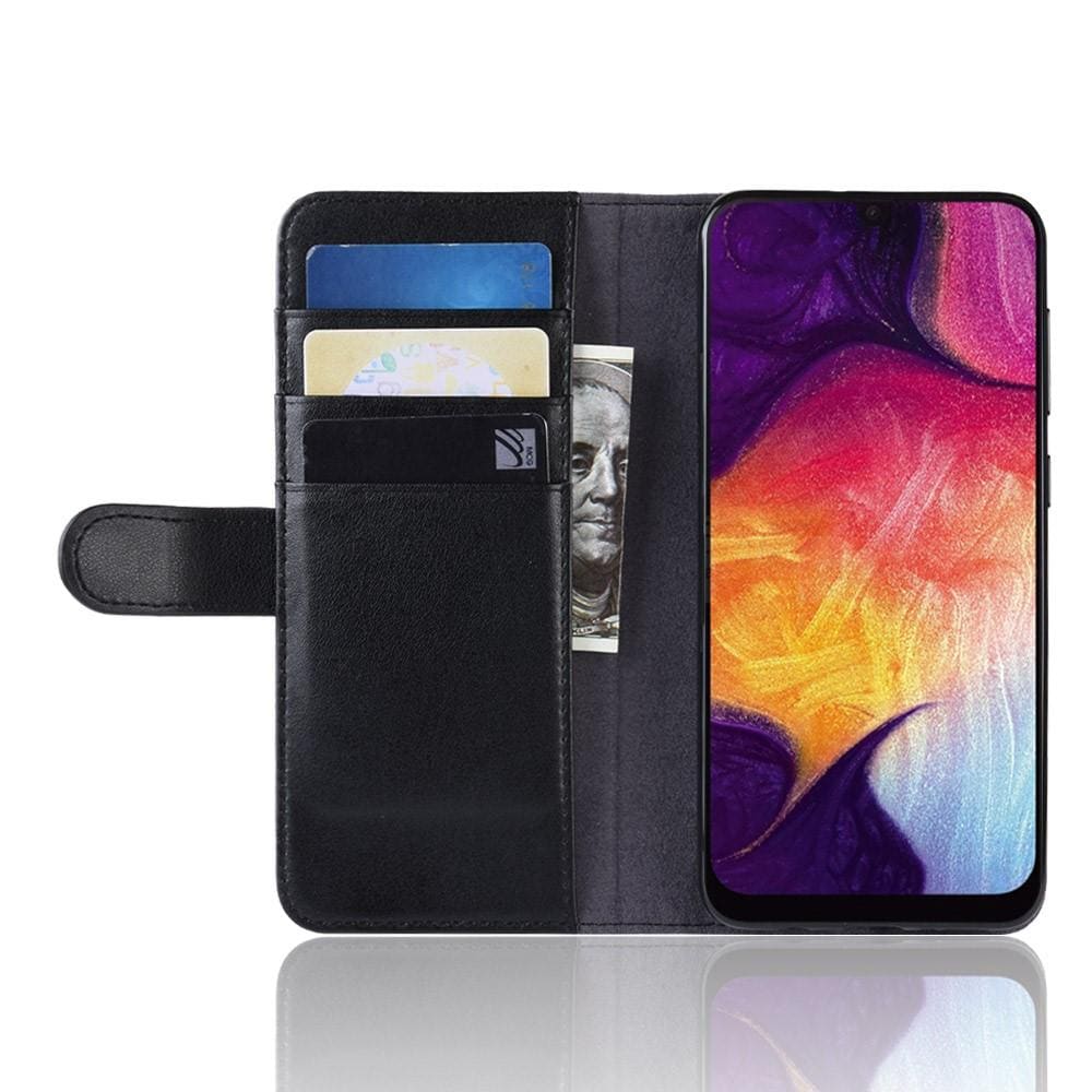Samsung Galaxy A50 Slankt mobiletui i ægte læder, Sort