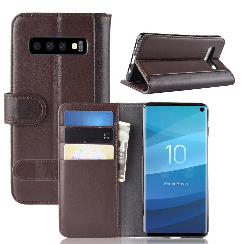Samsung Galaxy S10 Slankt mobiletui i ægte læder, Brun