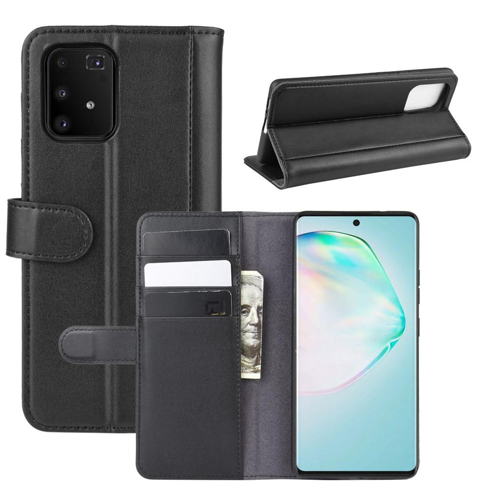 Samsung Galaxy S10 Lite Slankt mobiletui i ægte læder, Sort