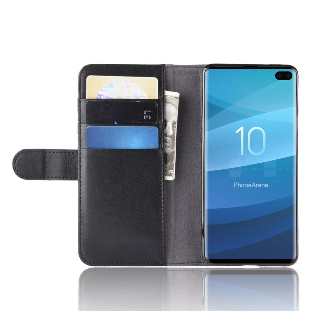 Samsung Galaxy S10 Plus Slankt mobiletui i ægte læder, Sort