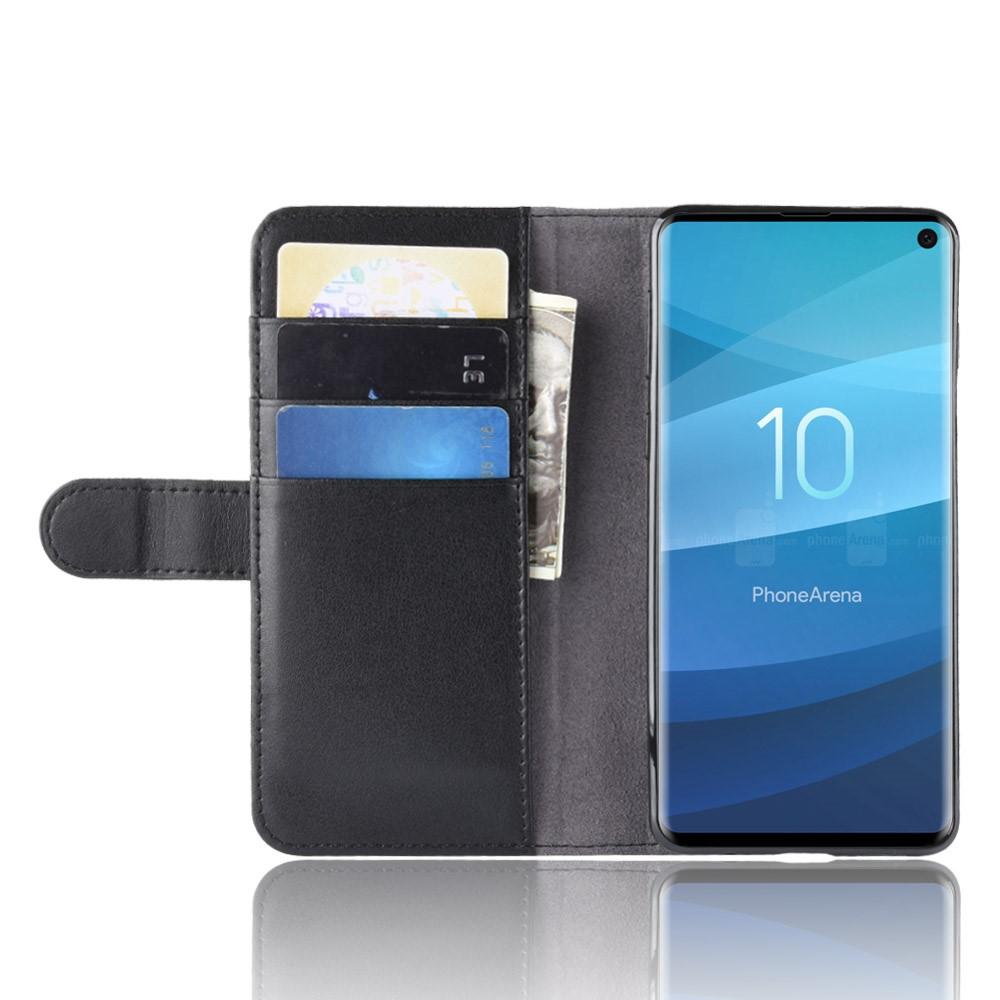 Samsung Galaxy S10 Slankt mobiletui i ægte læder, Sort