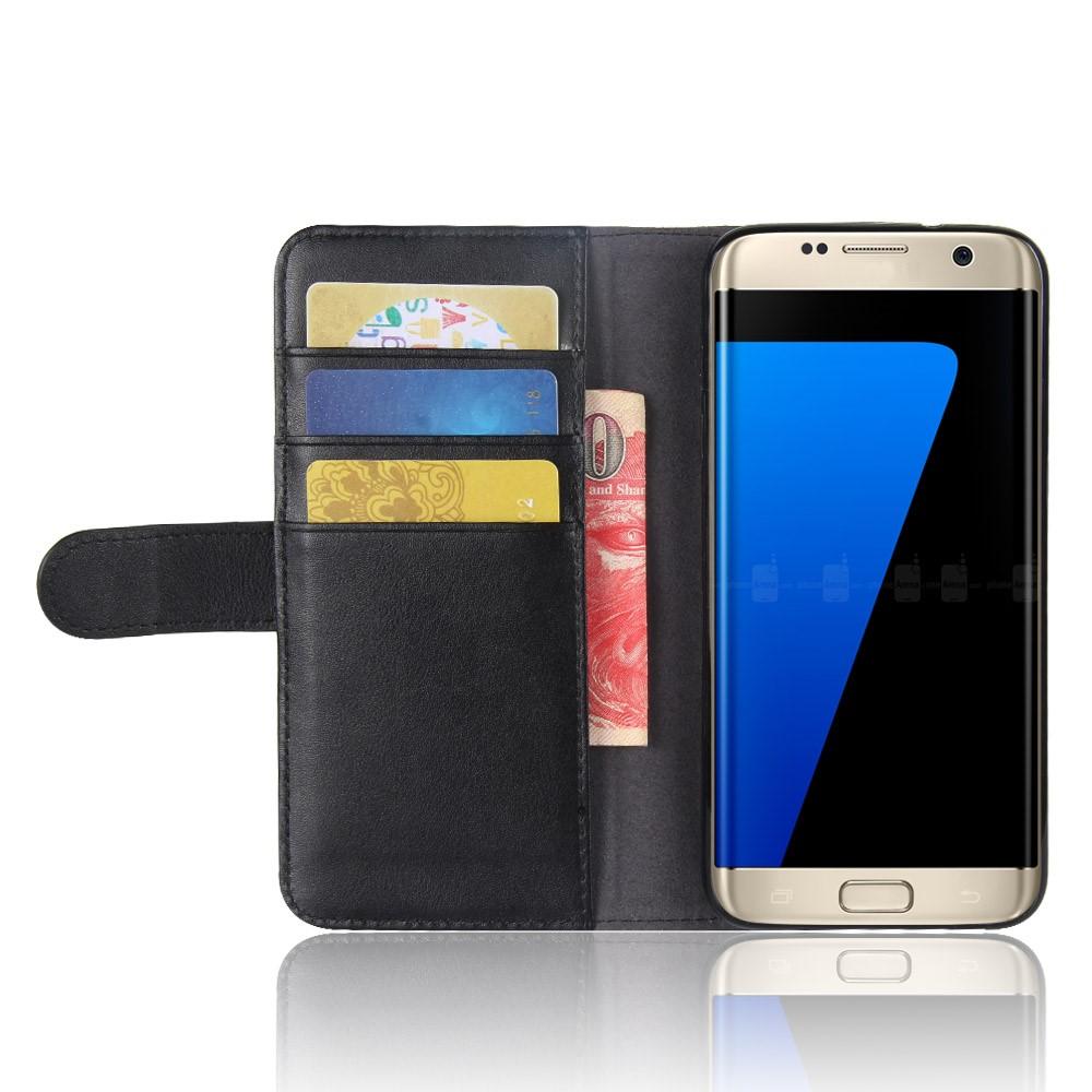 Samsung Galaxy S7 Edge Slankt mobiletui i ægte læder, Sort