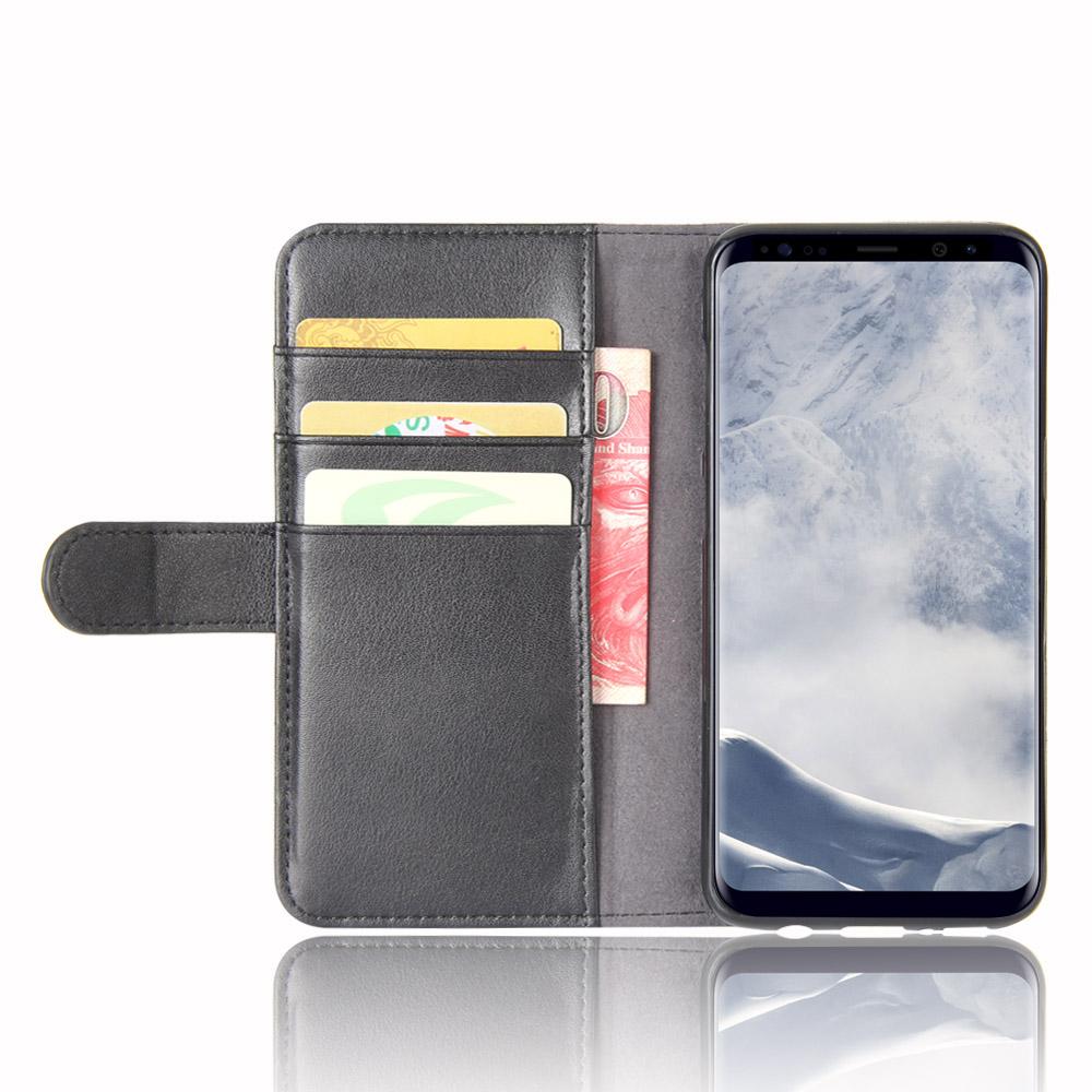 Samsung Galaxy S8 Plus Slankt mobiletui i ægte læder, Sort