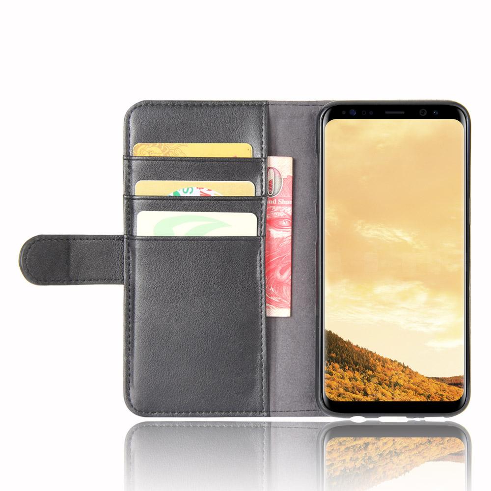 Samsung Galaxy S8 Slankt mobiletui i ægte læder, Sort