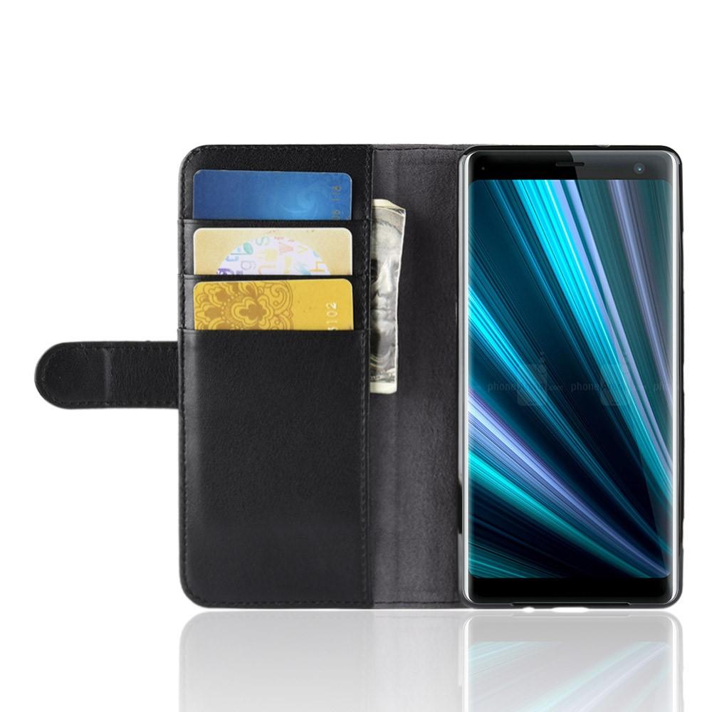 Sony Xperia XZ3 Slankt mobiletui i ægte læder, Sort