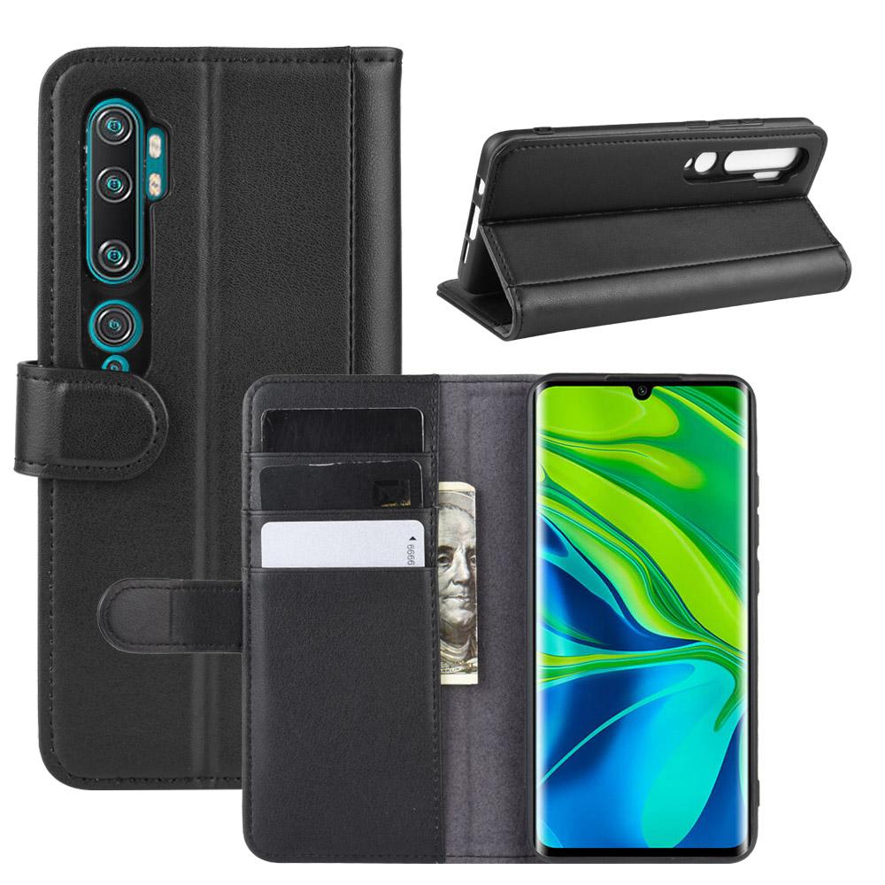 Xiaomi Mi Note 10/10 Pro Slankt mobiletui i ægte læder, Sort