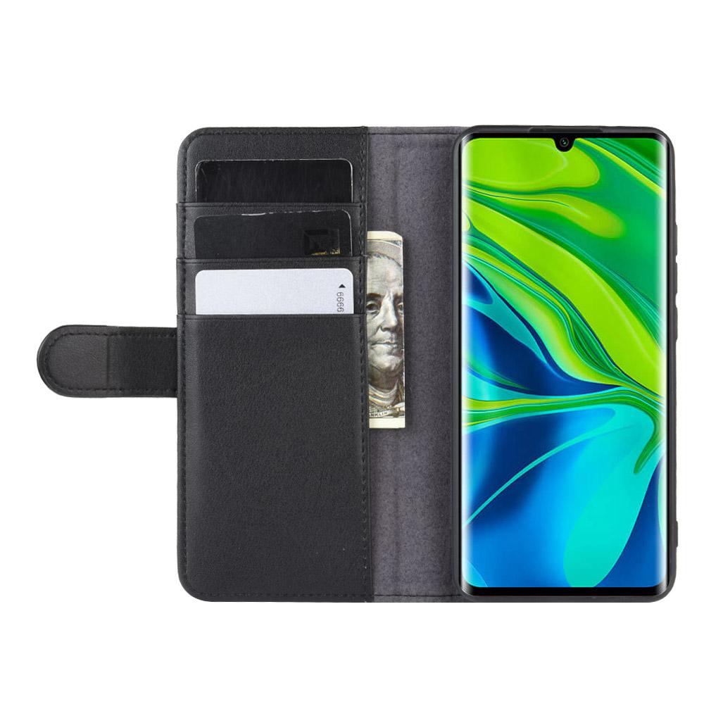 Xiaomi Mi Note 10/10 Pro Slankt mobiletui i ægte læder, Sort