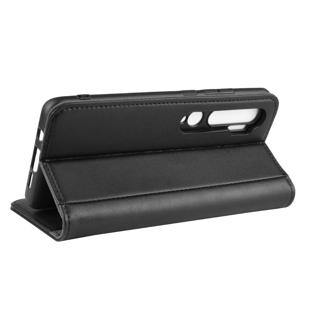 Xiaomi Mi Note 10/10 Pro Slankt mobiletui i ægte læder, Sort
