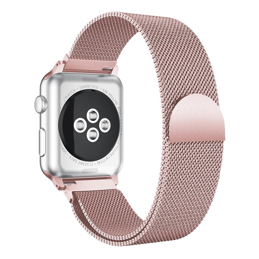 Apple Watch Series 8 45mm Armbånd Milanese Loop, Lyserød guld