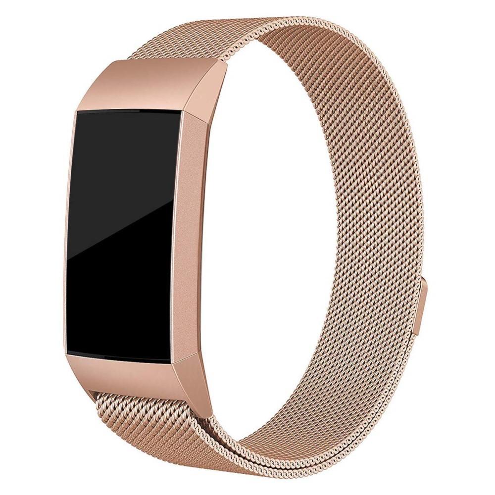 Fitbit Charge 3/Charge 4 Armbånd Milanese Loop, Rose guld