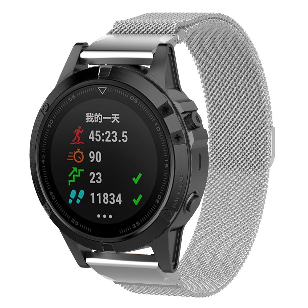 Garmin Fenix 5/Fenix 5 Plus Armbånd Milanese Loop, Sølv