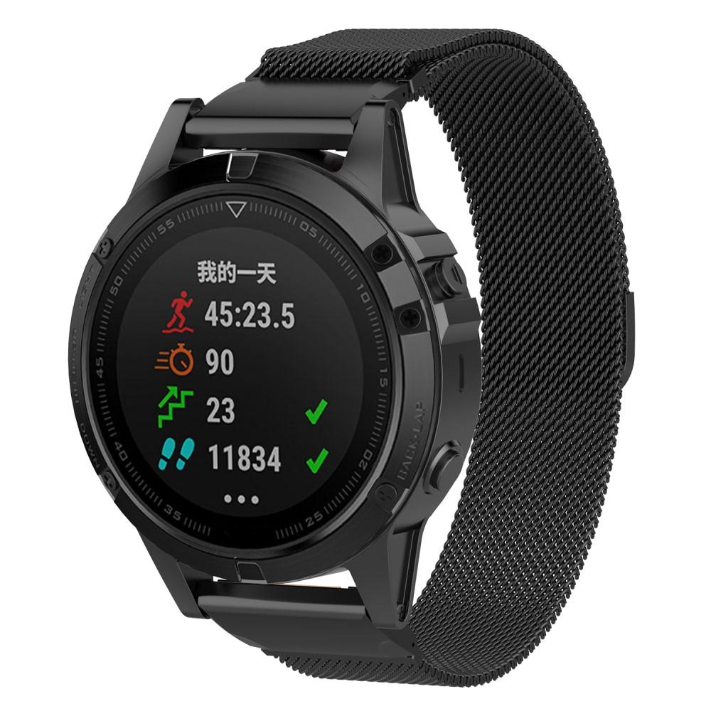 Garmin Fenix 5/Fenix 5 Plus Armbånd Milanese Loop, Sort