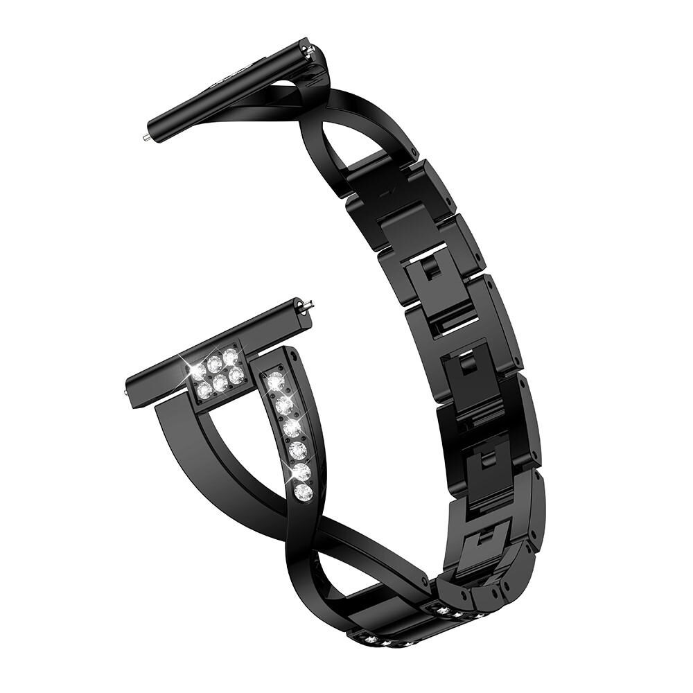 Amazfit GTS/GTS 2 Smalt kædearmbånd med glitrende sten, Sort
