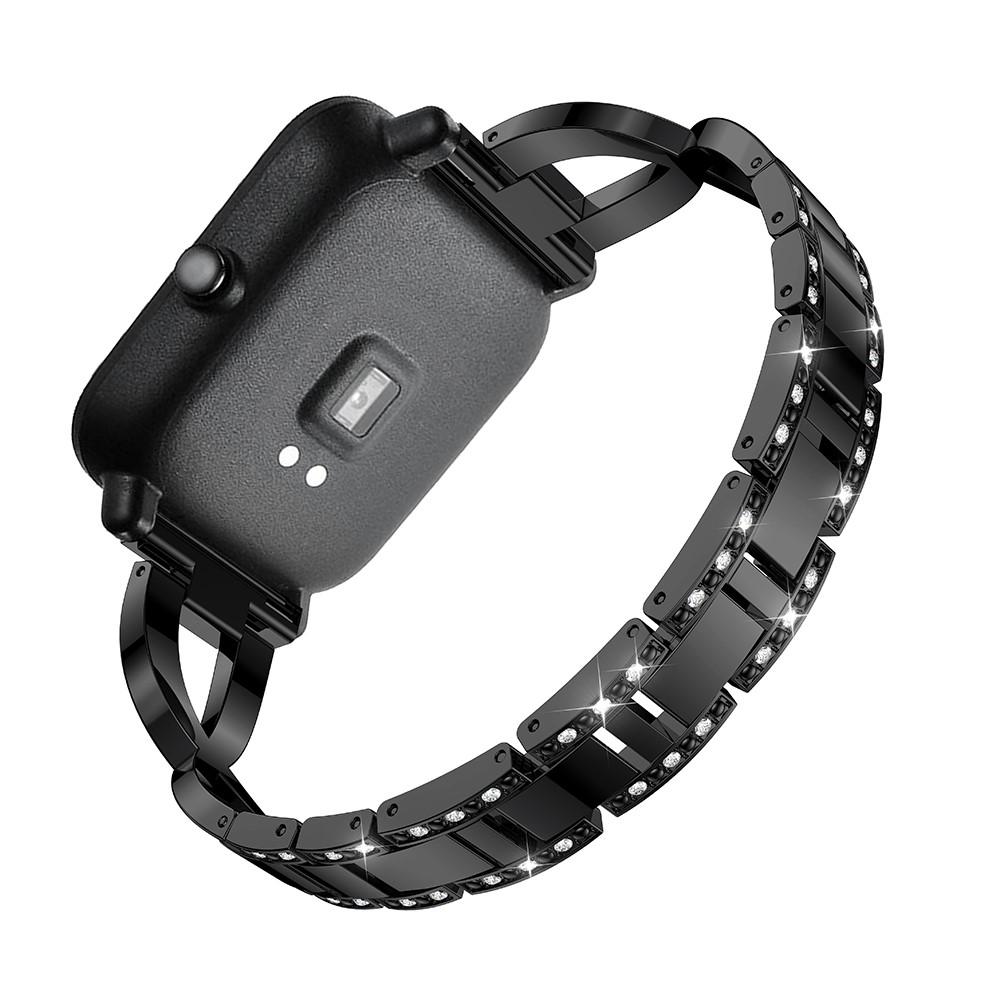 Amazfit GTS/GTS 2 Smalt kædearmbånd med glitrende sten, Sort