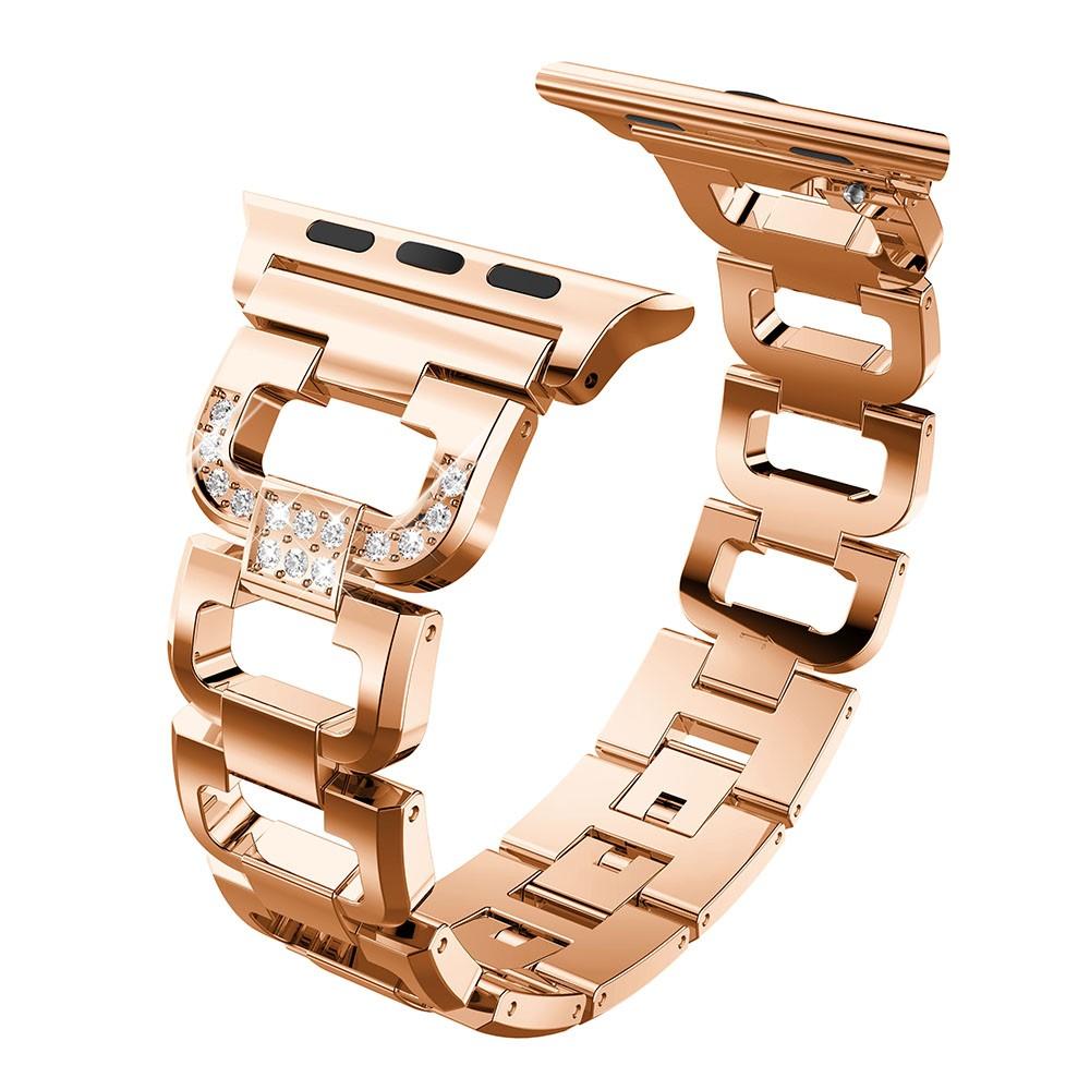 Apple Watch Series 4-6 40mm Luksuriøst armbånd med glitrende sten, Rose guld