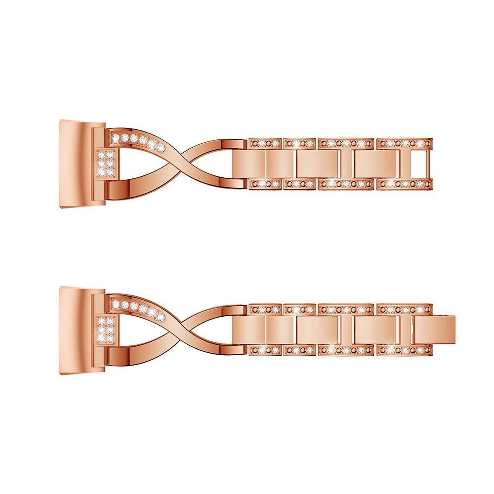 Fitbit Charge 3/Charge 4 Smalt kædearmbånd med glitrende sten, Rose guld