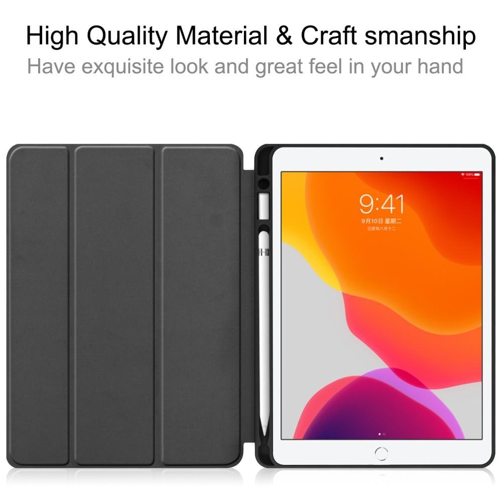 Apple iPad 10.2 7th Gen (2019) Tri-fold etui med penneholder, Sort