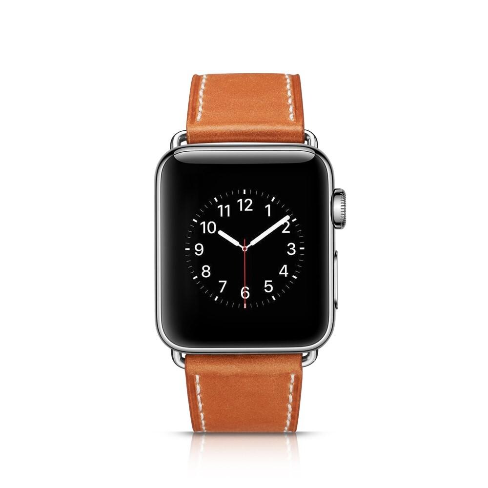Apple Watch Series 7 45mm Armbånd i ægte læder, Cognac