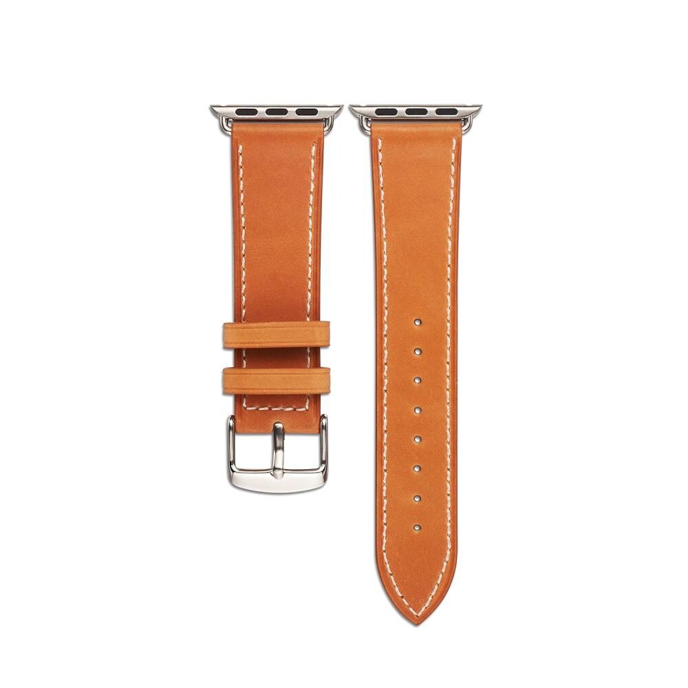 Apple Watch Series 7 45mm Armbånd i ægte læder, Cognac