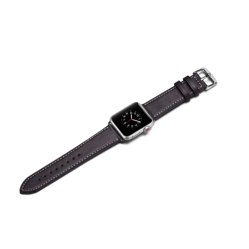 Apple Watch Series 8 41mm Armbånd i ægte læder, Sort