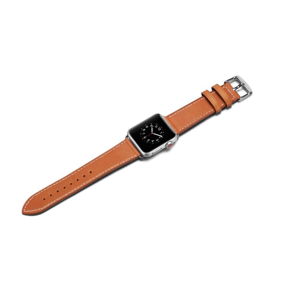 Apple Watch Series 8 45mm Armbånd i ægte læder, Cognac