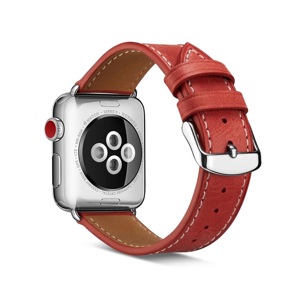 Apple Watch Series 7 41mm Armbånd i ægte læder, Rød