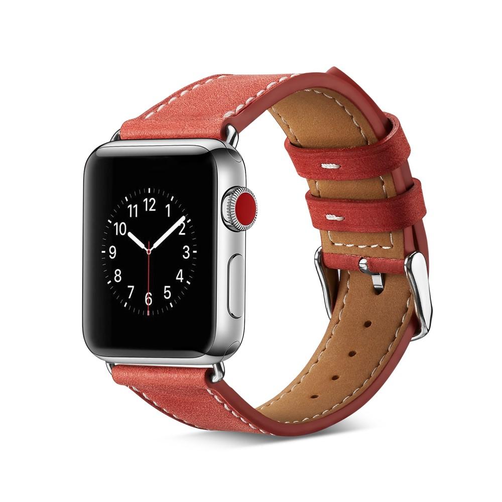 Apple Watch Series 8 41mm Armbånd i ægte læder, Rød