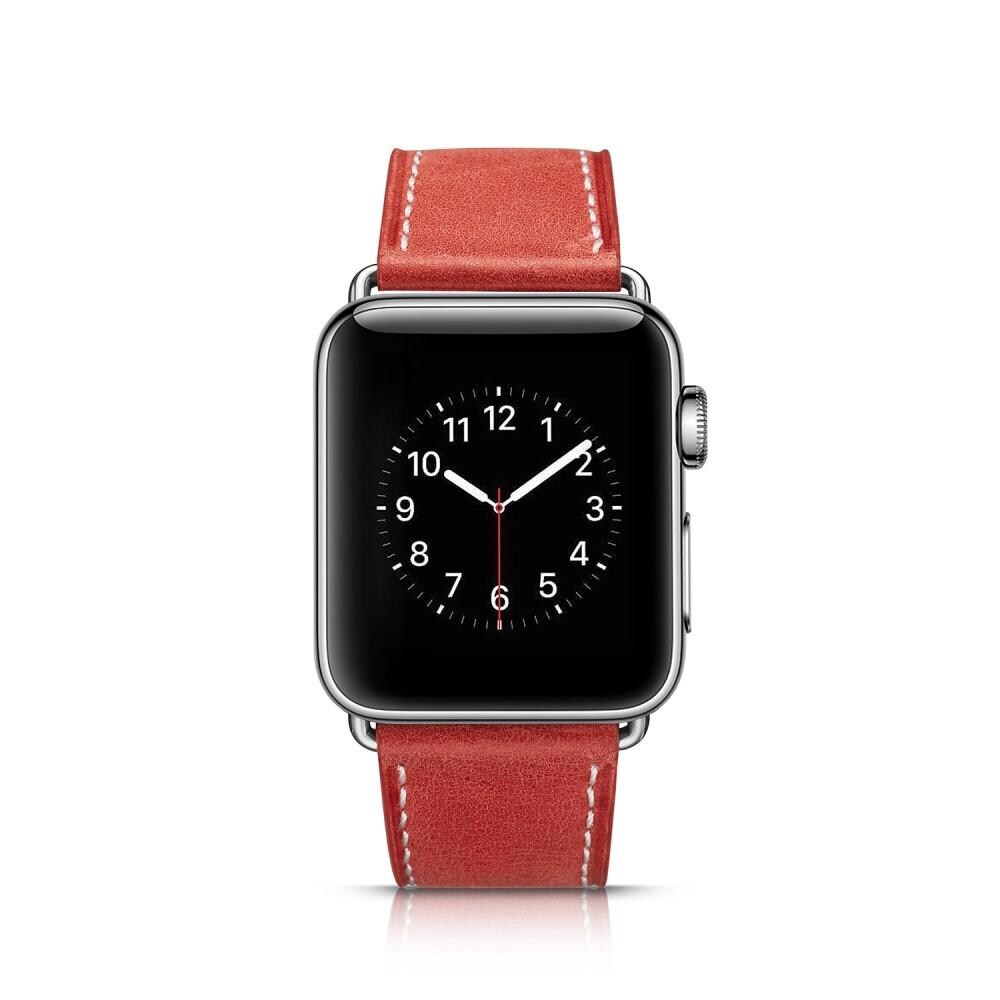 Apple Watch Series 8 41mm Armbånd i ægte læder, Rød