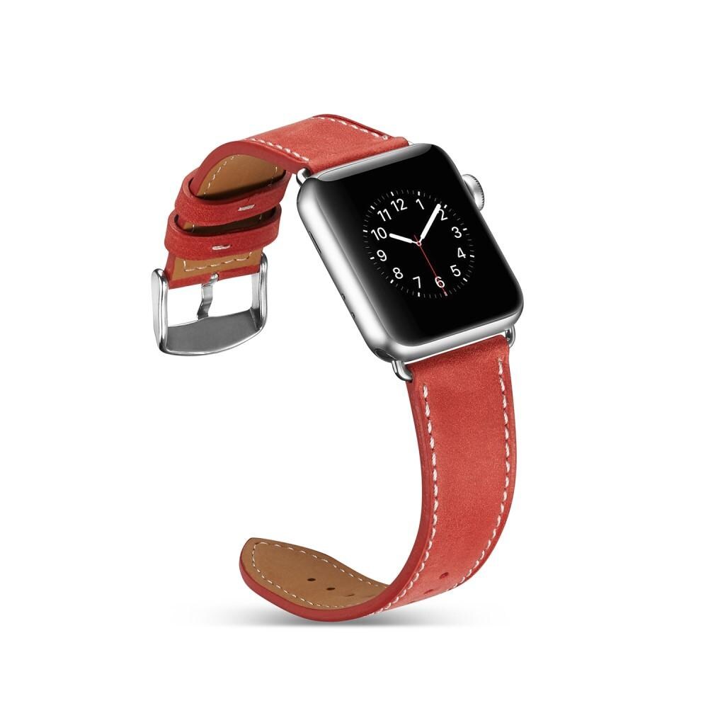 Apple Watch Series 8 41mm Armbånd i ægte læder, Rød