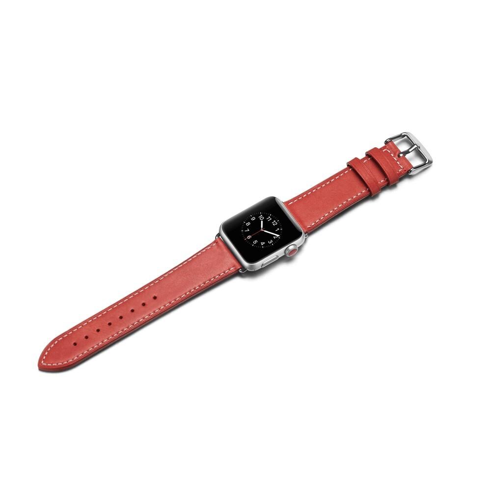 Apple Watch Series 8 41mm Armbånd i ægte læder, Rød