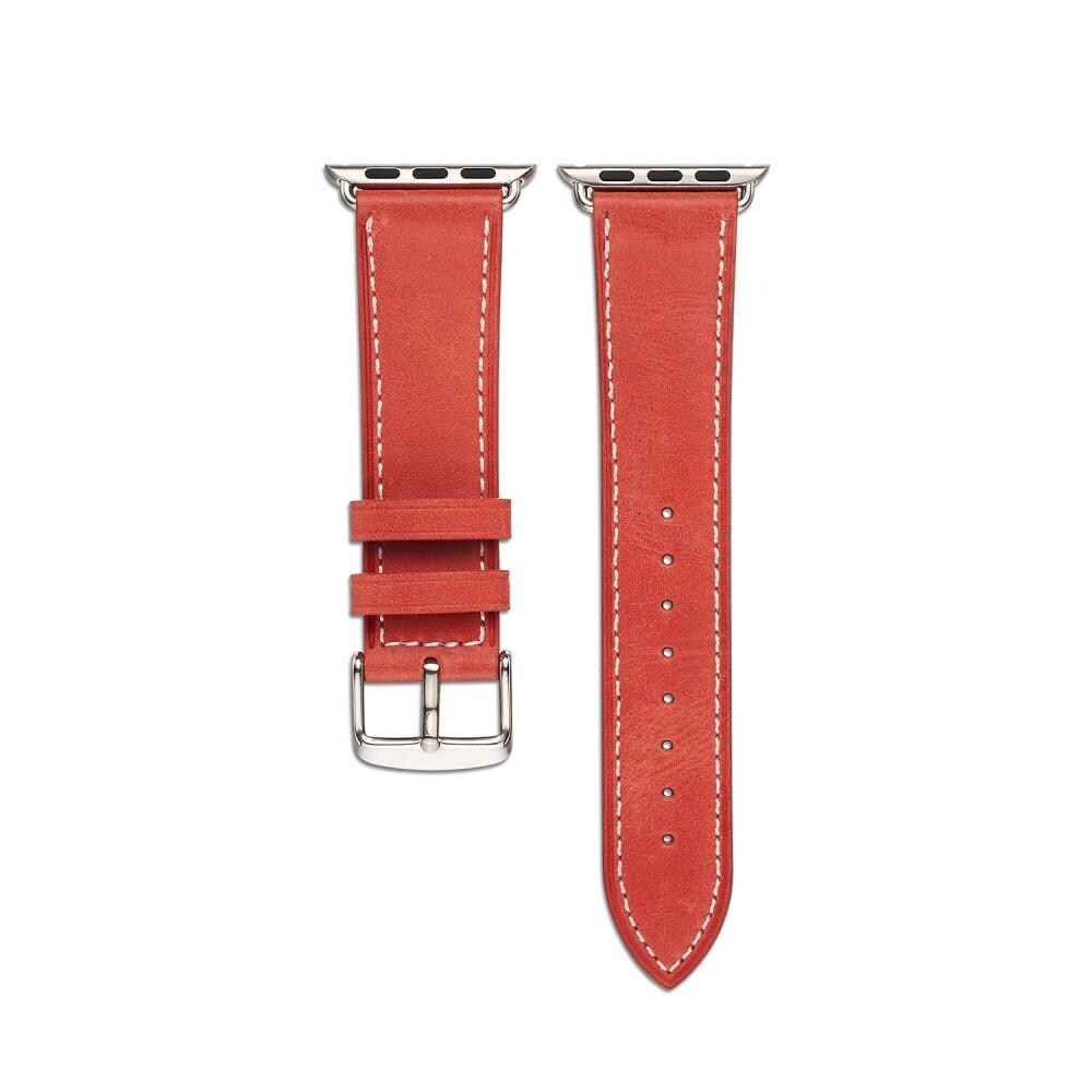 Apple Watch Series 8 41mm Armbånd i ægte læder, Rød