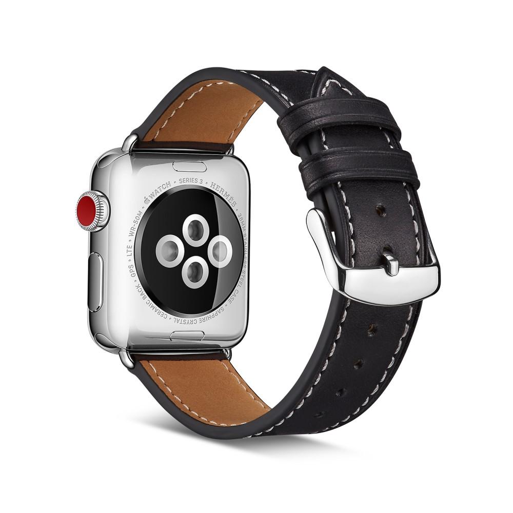 Apple Watch Ultra 49mm 1st Gen Armbånd i ægte læder, Sort
