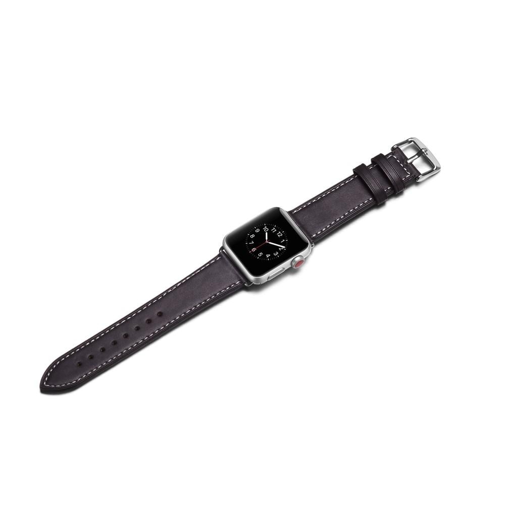 Apple Watch Series 10 46mm Armbånd i ægte læder, Sort