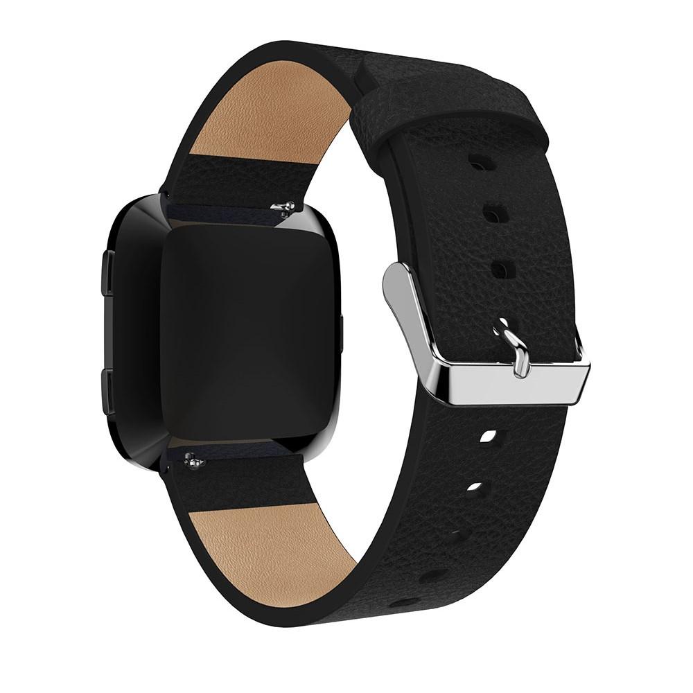 Fitbit Versa/Versa 2 Armbånd i ægte læder, Sort