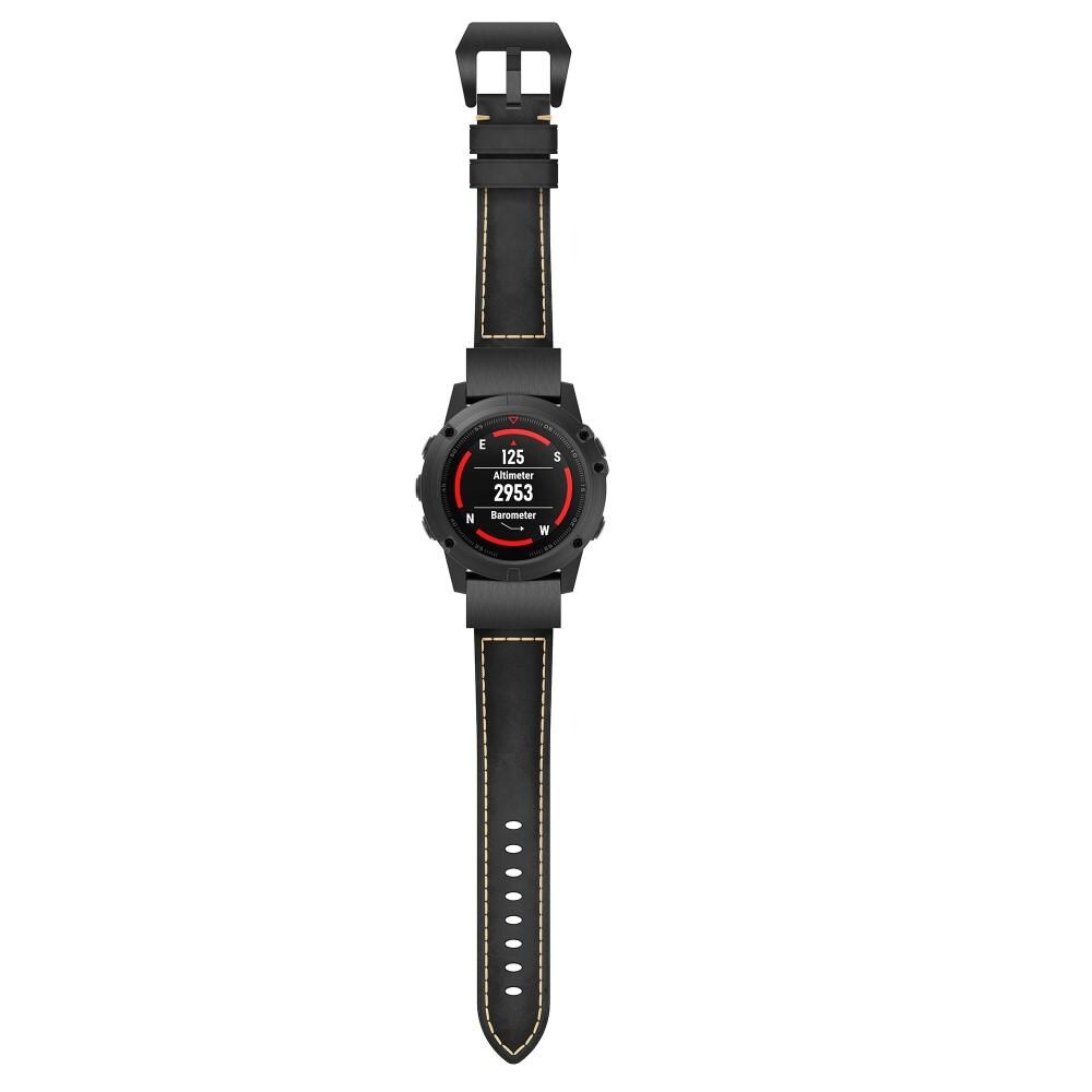 Garmin Instinct 3 50mm Armbånd i ægte læder, Sort