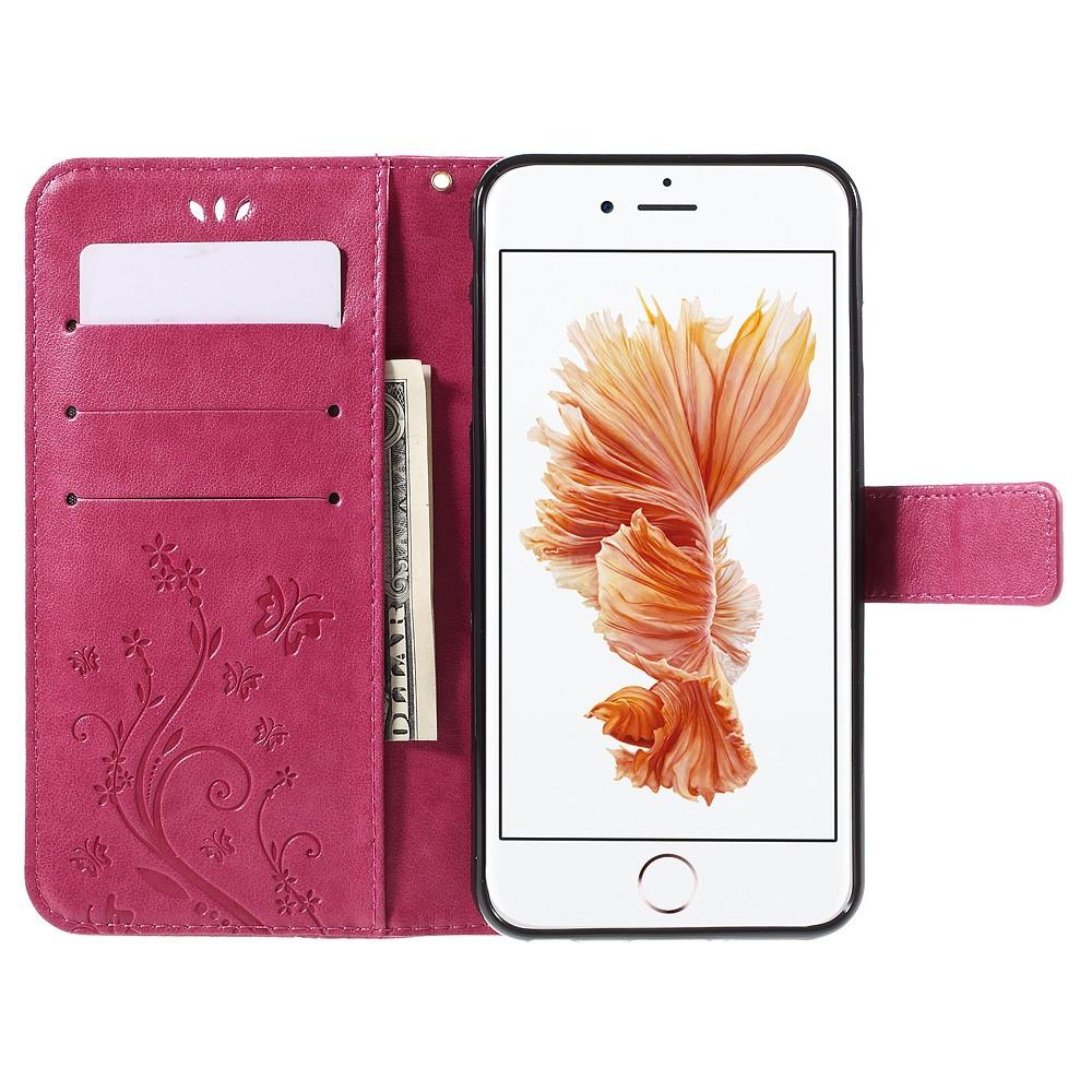 iPhone 6/6S Mobiletui med sommerfugle, Lyserød