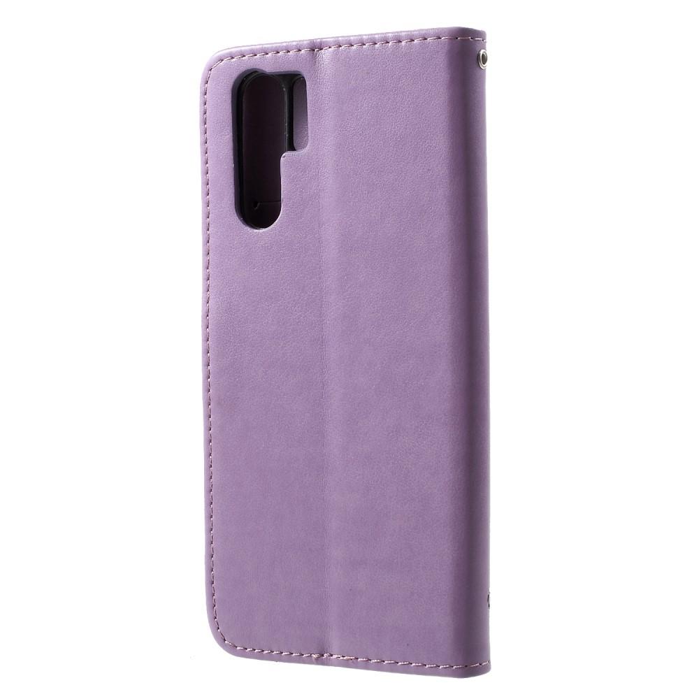 Huawei P30 Pro Mobiletui med sommerfugle, Lilla