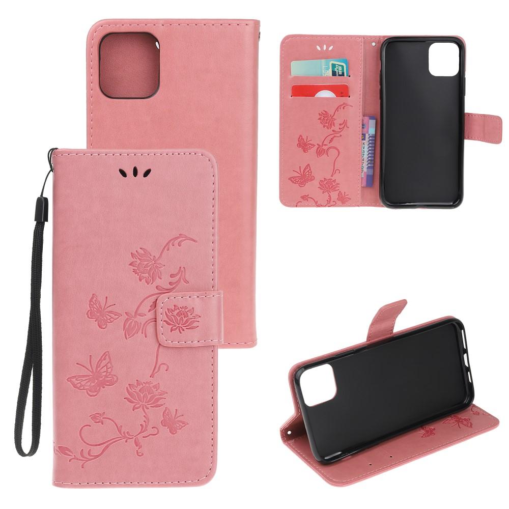 iPhone 11 Mobiletui med sommerfugle, Lyserød