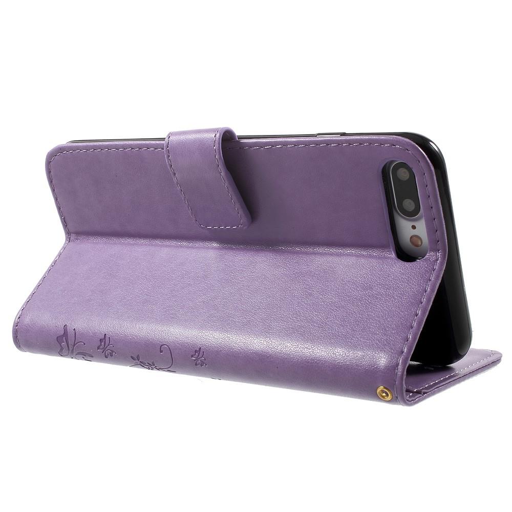 iPhone 7 Plus/iPhone 8 Plus Mobiletui med sommerfugle, Lilla