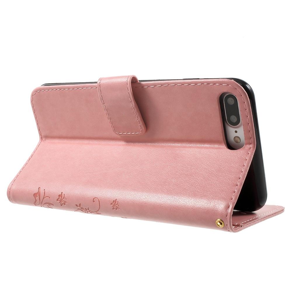 iPhone 7 Plus/iPhone 8 Plus Mobiletui med sommerfugle, Lyserød