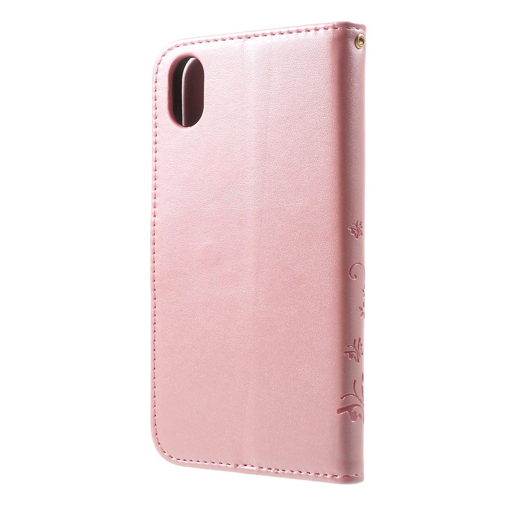 iPhone Xr Mobiletui med sommerfugle, Rose guld