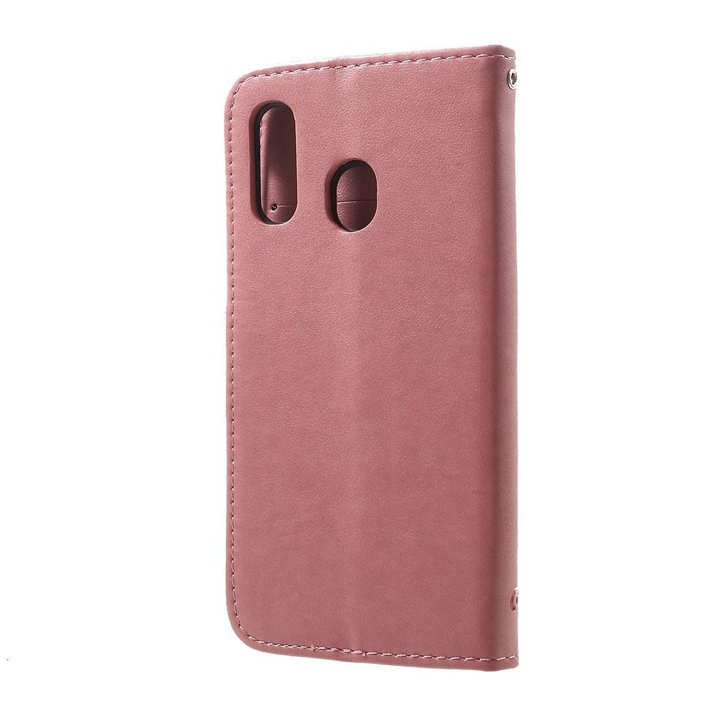 Samsung Galaxy A40 Mobiletui med sommerfugle, Lyserød
