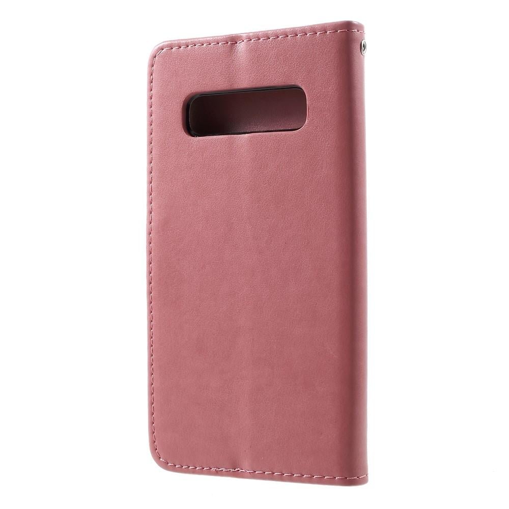 Samsung Galaxy S10 Mobiletui med sommerfugle, Lyserød